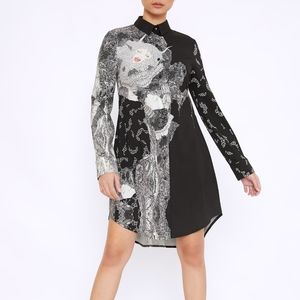 Blackmilk VAMPIRE SPELLBOUND LONG SLEEVE BUSINESS TIME SHIRT DRESS Size M